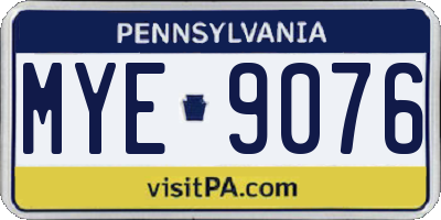 PA license plate MYE9076