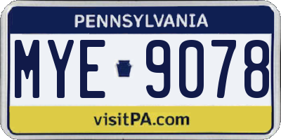 PA license plate MYE9078