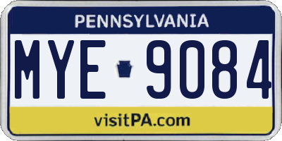 PA license plate MYE9084