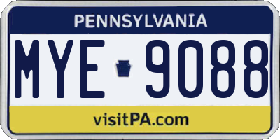 PA license plate MYE9088
