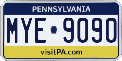 PA license plate MYE9090