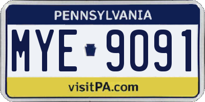 PA license plate MYE9091