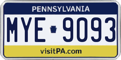 PA license plate MYE9093