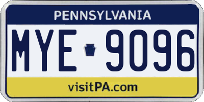 PA license plate MYE9096