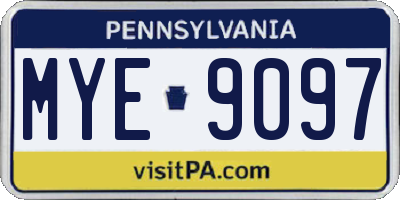 PA license plate MYE9097