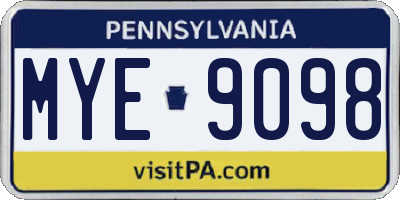 PA license plate MYE9098