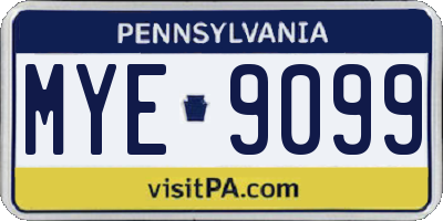 PA license plate MYE9099