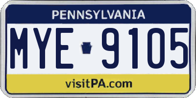 PA license plate MYE9105