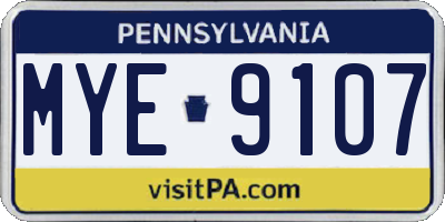 PA license plate MYE9107