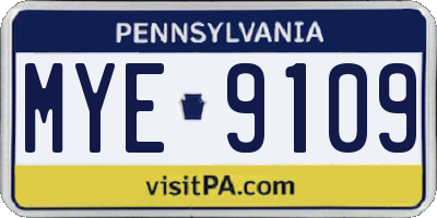 PA license plate MYE9109