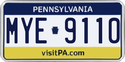 PA license plate MYE9110