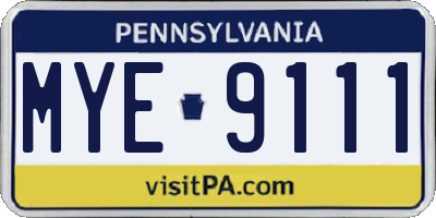 PA license plate MYE9111