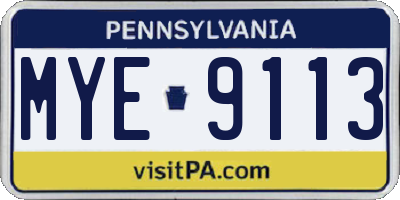 PA license plate MYE9113