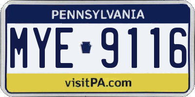 PA license plate MYE9116