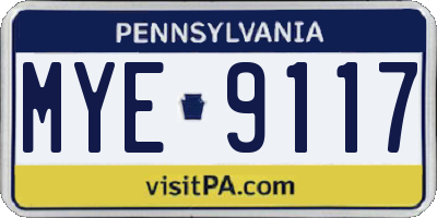 PA license plate MYE9117