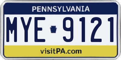 PA license plate MYE9121