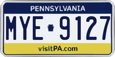 PA license plate MYE9127