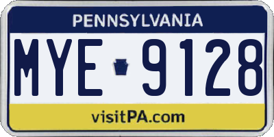 PA license plate MYE9128