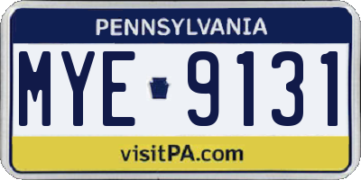 PA license plate MYE9131