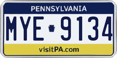 PA license plate MYE9134