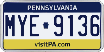 PA license plate MYE9136