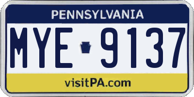 PA license plate MYE9137
