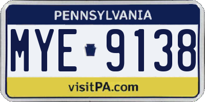 PA license plate MYE9138