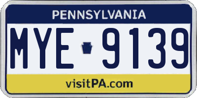 PA license plate MYE9139