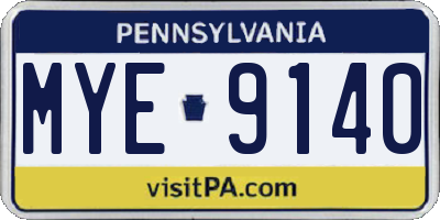 PA license plate MYE9140