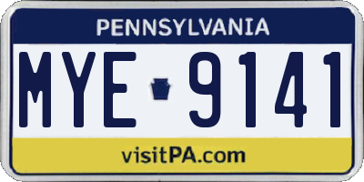 PA license plate MYE9141