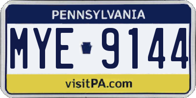 PA license plate MYE9144