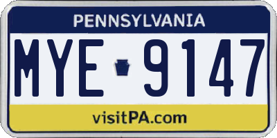 PA license plate MYE9147