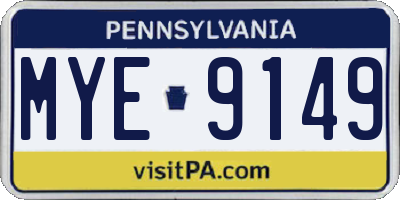 PA license plate MYE9149
