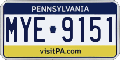 PA license plate MYE9151