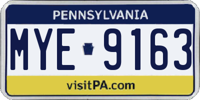 PA license plate MYE9163