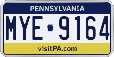 PA license plate MYE9164