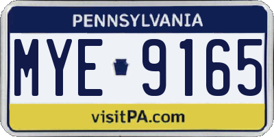 PA license plate MYE9165
