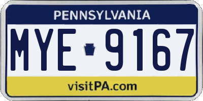 PA license plate MYE9167