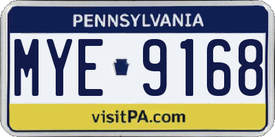 PA license plate MYE9168