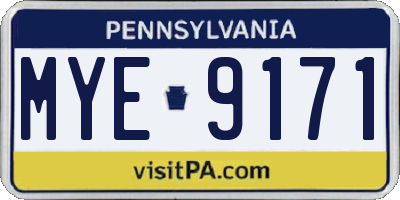 PA license plate MYE9171