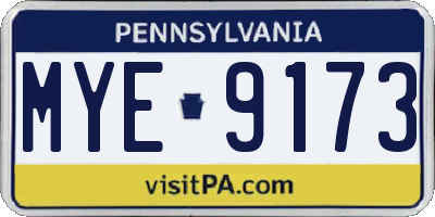 PA license plate MYE9173