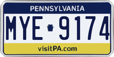 PA license plate MYE9174