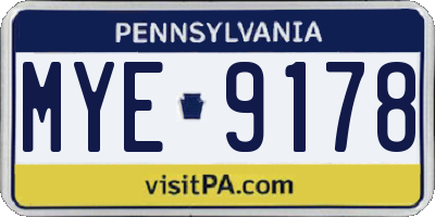 PA license plate MYE9178