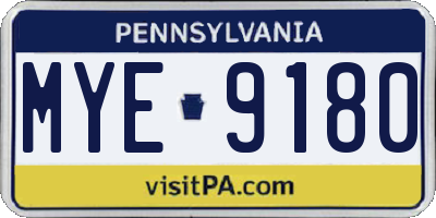 PA license plate MYE9180