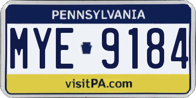 PA license plate MYE9184