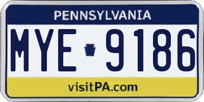 PA license plate MYE9186