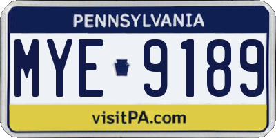 PA license plate MYE9189