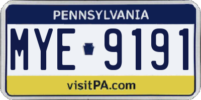 PA license plate MYE9191