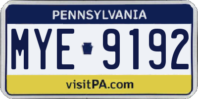 PA license plate MYE9192