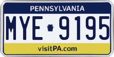 PA license plate MYE9195